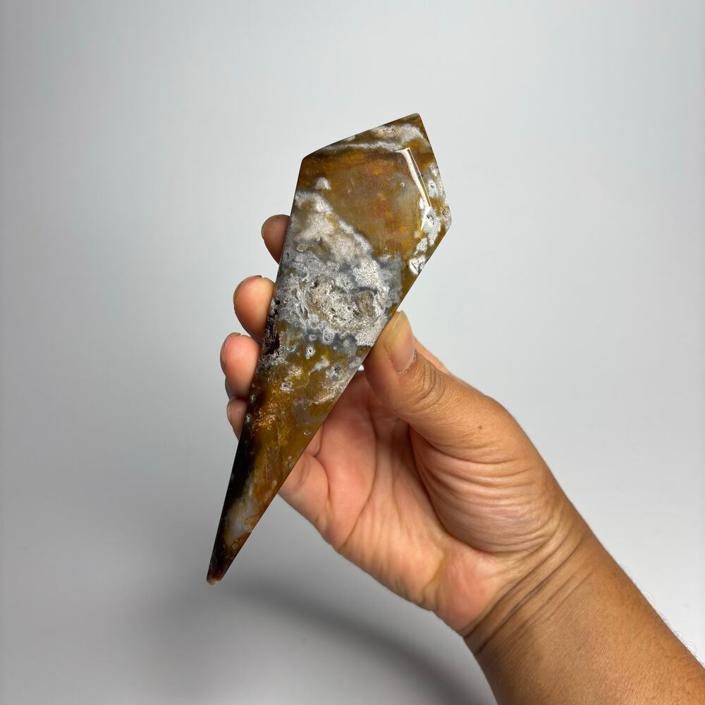 Polished Brown Agate Diamond Crystal Point